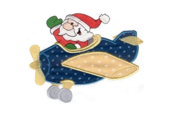 Flying Santa Embroidery Design